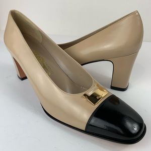 Salvatore Ferragamo Nude and black toe cap colorblock spectator